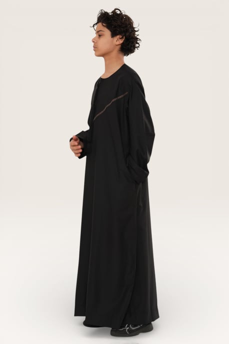 Kinder Jungen Eid Schwarz Marokkanische Thobe Robe Djellaba Ramadan Eid Jubba- K-HM10 - Image 2