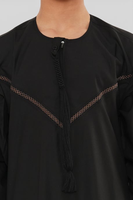 Kinder Jungen Eid Schwarz Marokkanische Thobe Robe Djellaba Ramadan Eid Jubba- K-HM10 - Image 5
