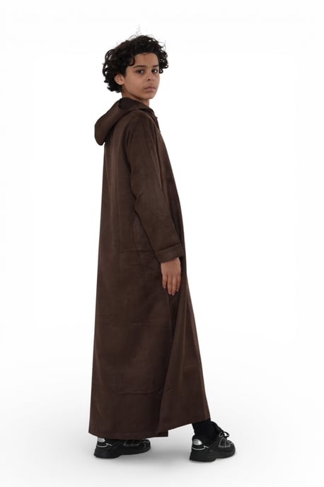 Kinder Jungen Kapuzen-Jubba Braun Marokkanischer Jubba-Gewand Ramadan Eid Thobe - K-HM12 - Image 3
