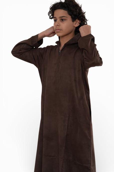 Kinder Jungen Kapuzen-Jubba Braun Marokkanischer Jubba-Gewand Ramadan Eid Thobe - K-HM12 - Image 4