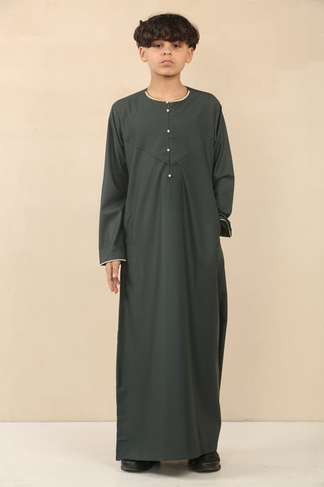 Grüne omanische Eid-Thobe-Jubba-Robe für Kinder aus den Emiraten - Image 5