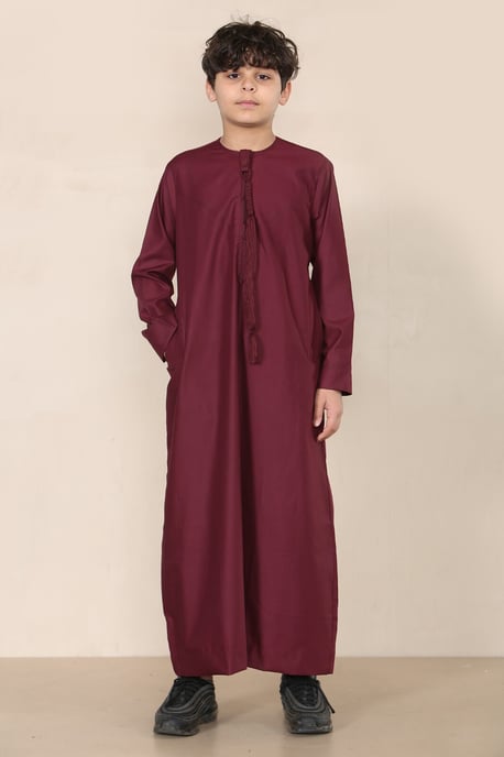 Roter Thobe für Jungen, emiratische Jubba, islamische Kleidung, Kaftan, Eid-Kleidung, Schnurquaste - Image 1