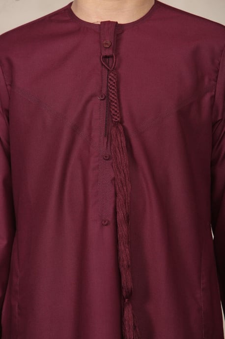 Roter Thobe für Jungen, emiratische Jubba, islamische Kleidung, Kaftan, Eid-Kleidung, Schnurquaste - Image 2