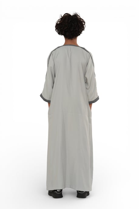 Kinder Jungen Grau Anthrazit Marokkanischer Thobe Robe Eid Djellaba Gandoura Jubba- K-HM65 - Image 5