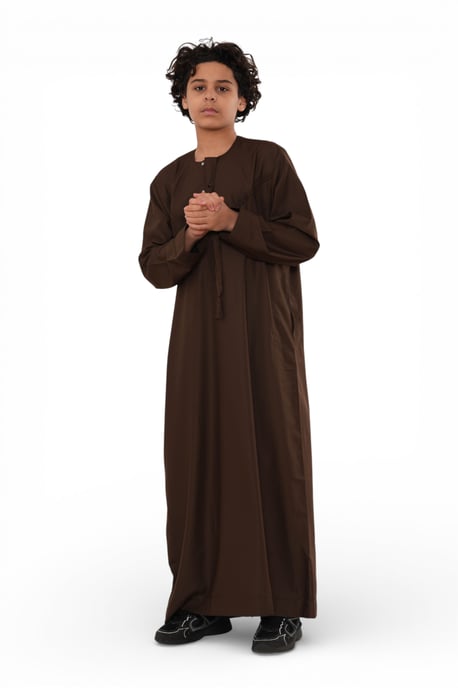 Kinder Jungen Eid braun marokkanische Jubba Robe Djellaba Ramadan Eid Thobe – K-HM11 - Image 3