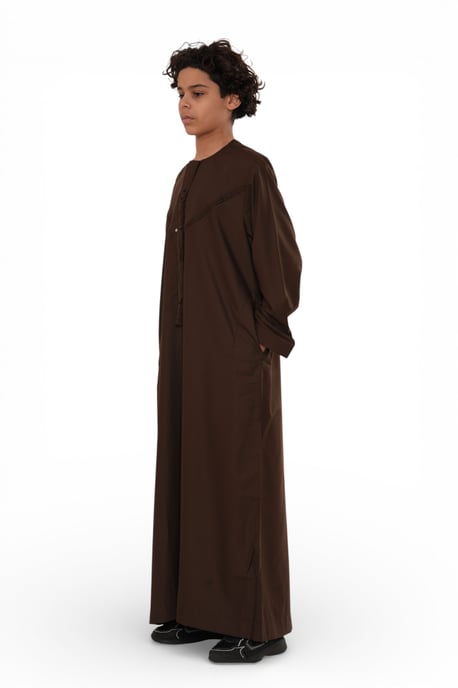 Kinder Jungen Eid braun marokkanische Jubba Robe Djellaba Ramadan Eid Thobe – K-HM11 - Image 4