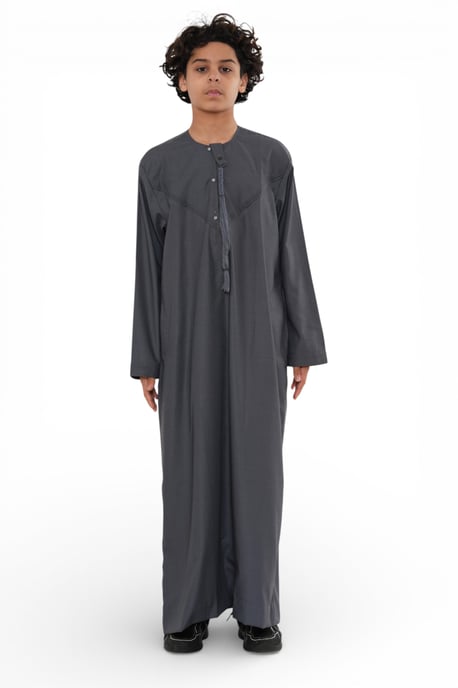 Kinder Jungen Eid Grau Marokkanische Jubba Robe Djellaba Ramadan Eid Thobe – K-HM11 - Image 1
