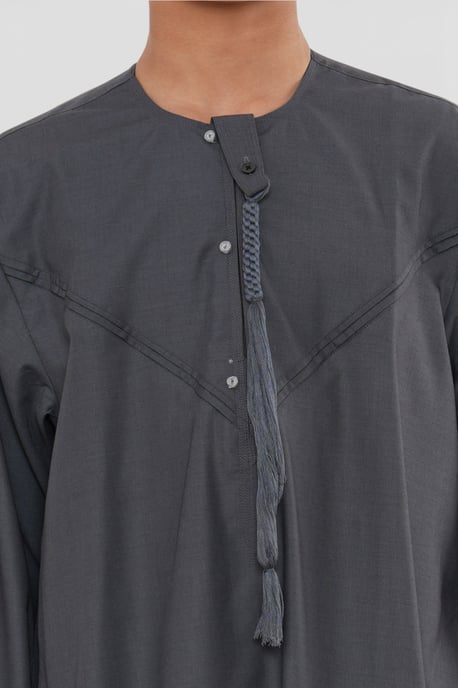 Kinder Jungen Eid Grau Marokkanische Jubba Robe Djellaba Ramadan Eid Thobe – K-HM11 - Image 5