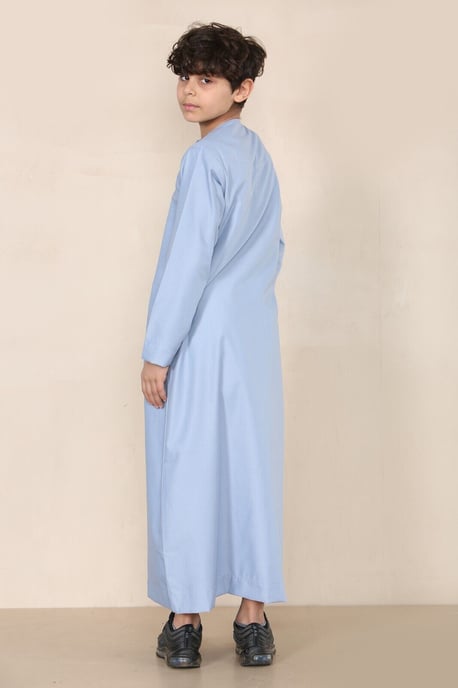 Jungen Kinder Blauer Thobe Emirati Jubba Islamische Kleidung Kaftan Eid Schnur Quaste - Image 3