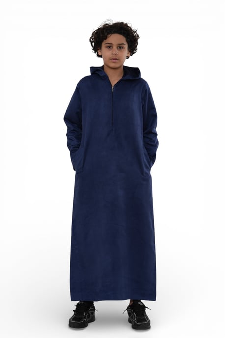 Kinder Jungen Kapuzen-Jubba-Gewand, marineblau, marokkanischer Stil, Ramadan-Eid-Thobe - K-HM12 - Image 2