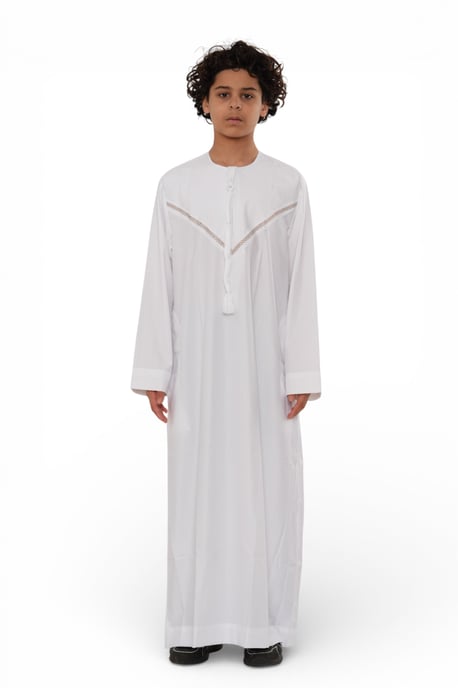 Kinder Jungen Eid Weiße marokkanische Thobe Robe Djellaba Ramadan Eid Jubba- K-HM10 - Image 1