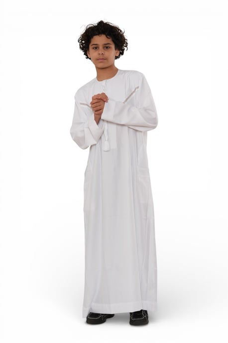 Kinder Jungen Eid Weiße marokkanische Thobe Robe Djellaba Ramadan Eid Jubba- K-HM10 - Image 2