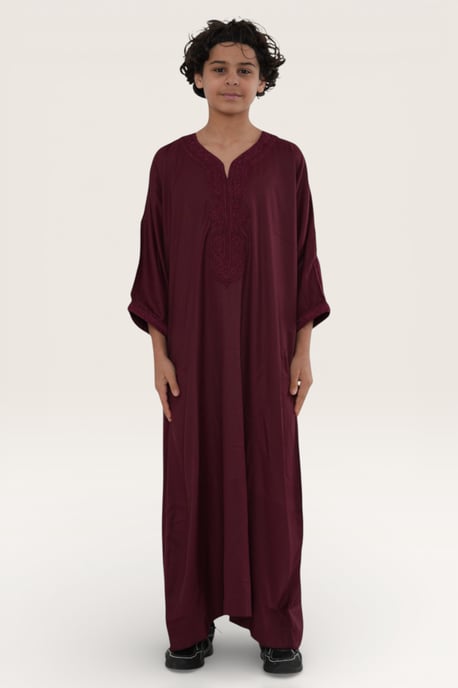 Rote marokkanische Thobe Jubba-Robe für Kinder, Jungen, Eid Djellaba Gandoura – K-HM62 - Image 1