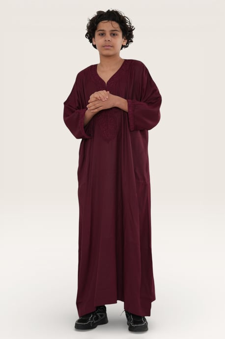 Rote marokkanische Thobe Jubba-Robe für Kinder, Jungen, Eid Djellaba Gandoura – K-HM62 - Image 2