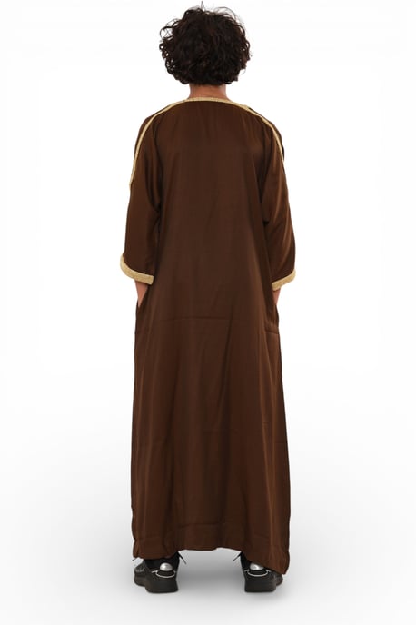 Kinder Jungen Ramadan braun marokkanische Thobe Robe Djellaba Gandoura Eid Jubba- K-HM67 - Image 4