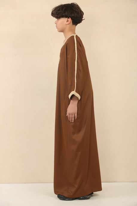 Braune marokkanische Thobe Jubba-Robe für Kinder für Jungen, Eid Djellaba Gandoura - Image 2