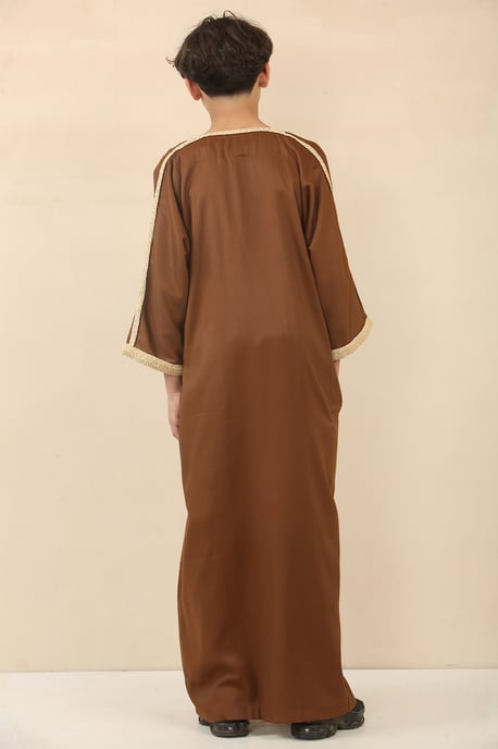 Braune marokkanische Thobe Jubba-Robe für Kinder für Jungen, Eid Djellaba Gandoura - Image 3