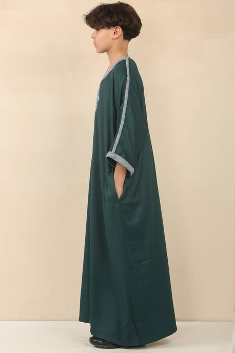 Grüne marokkanische Thobe Jubba Robe für Kinder, Jungen, Eid Djellaba Gandoura - Image 2