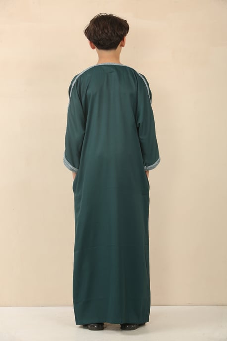 Grüne marokkanische Thobe Jubba Robe für Kinder, Jungen, Eid Djellaba Gandoura - Image 3
