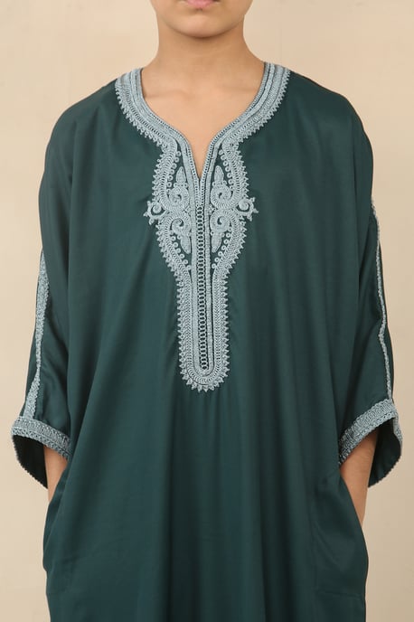 Grüne marokkanische Thobe Jubba Robe für Kinder, Jungen, Eid Djellaba Gandoura - Image 4