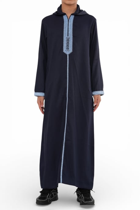Kinder Jungen Marineblauer marokkanischer Thobe-Gewand mit Kapuze, Djellaba, Ramadan Jubba - K-HM3 - Image 5