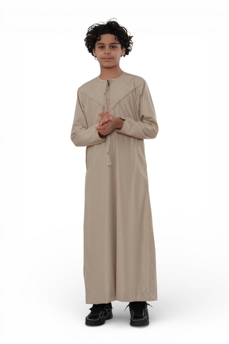 Kinder Jungen Ramadan Beige marokkanische Jubba Robe Djellaba Eid Thobe – K-TT-006 - Image 2