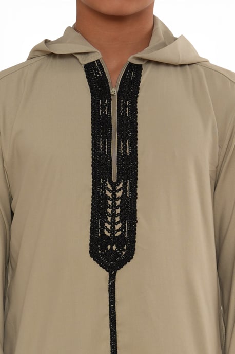 Kinder Jungen grau Eid mit Kapuze marokkanische Thobe Robe Djellaba Ramadan Jubba- K-HM3 - Image 5