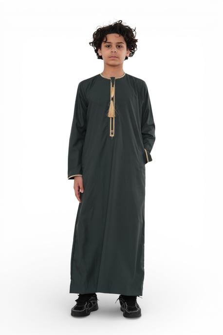 Kinder Jungen Ramadan Grüne marokkanische Thobe Robe Emirati Eid Jubba- TT-003 - Image 2
