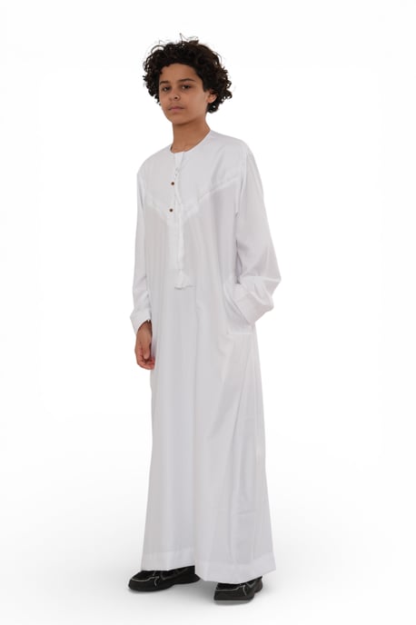 Kinder Jungen Eid Weiße marokkanische Jubba Robe Djellaba Ramadan Eid Thobe – K-HM11 - Image 2