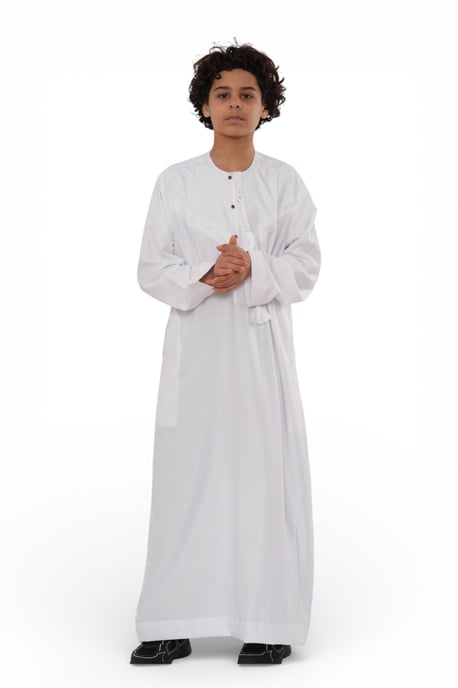 Kinder Jungen Eid Weiße marokkanische Jubba Robe Djellaba Ramadan Eid Thobe – K-HM11 - Image 3