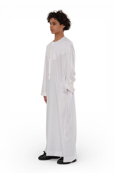 Kinder Jungen Eid Weiße marokkanische Jubba Robe Djellaba Ramadan Eid Thobe – K-HM11 - Image 4