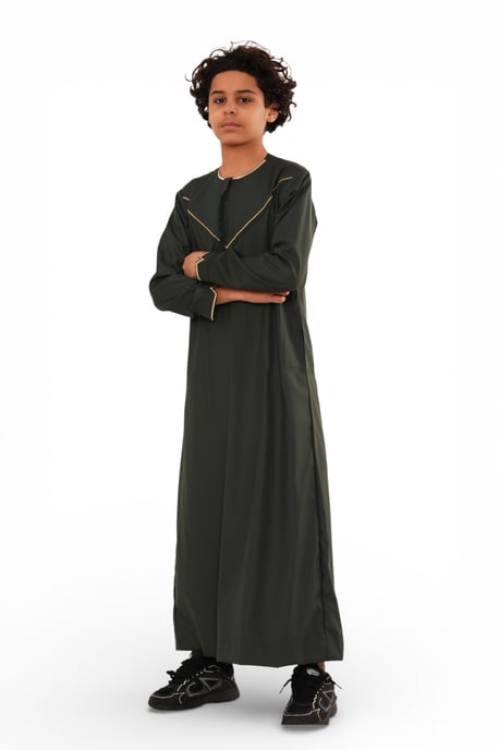 Kinder Jungen Ramadan Olivgrün Marokkanischer Jubba Robe Djellaba Eid Thobe – K-TT-006 - Image 3