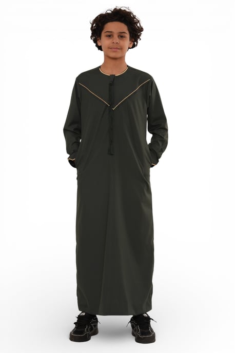 Kinder Jungen Ramadan Olivgrün Marokkanischer Jubba Robe Djellaba Eid Thobe – K-TT-006 - Image 4