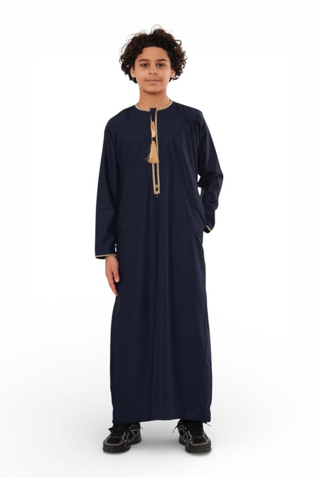 Kinder Jungen Ramadan Marineblau marokkanische Thobe Robe Emirati Eid Jubba- TT-003 - Image 2