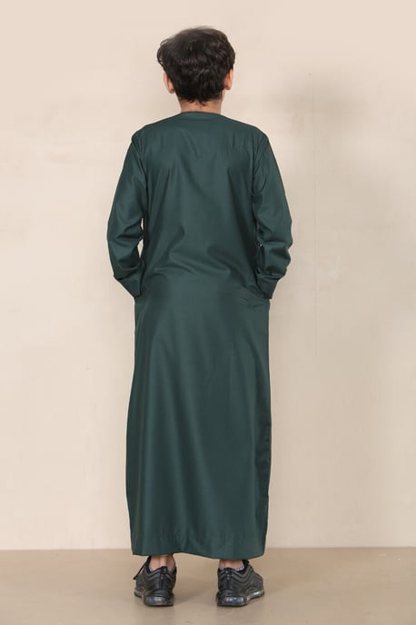 Jungen Kinder Olivgrüner Thobe Emirati Jubba Islamische Kleidung Kaftan Eid Schnur Quaste - Image 4