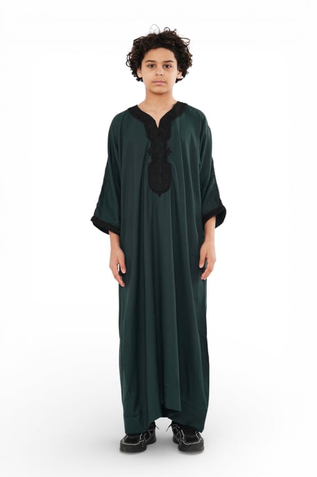 Grüne marokkanische Thobe Jubba Robe für Kinder, Jungen, Eid Djellaba Gandoura – K-HM62 - Image 1
