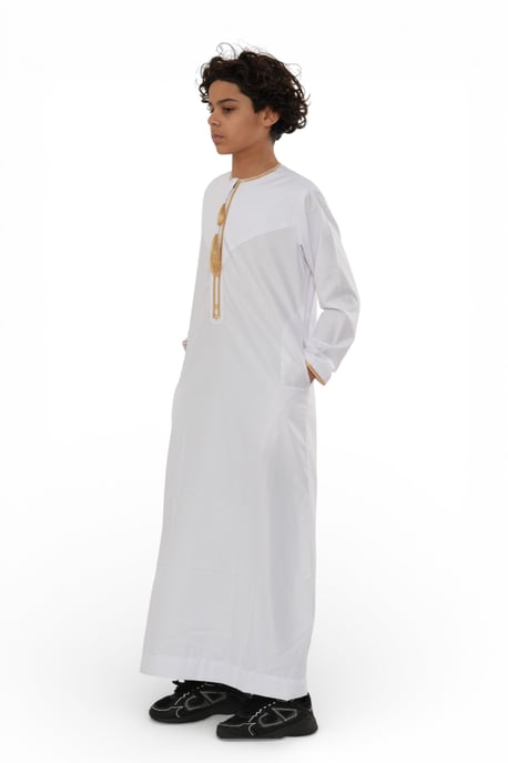 Kinder Jungen Ramadan Weiße marokkanische Thobe Robe Emirati Eid Jubba- TT-003 - Image 2