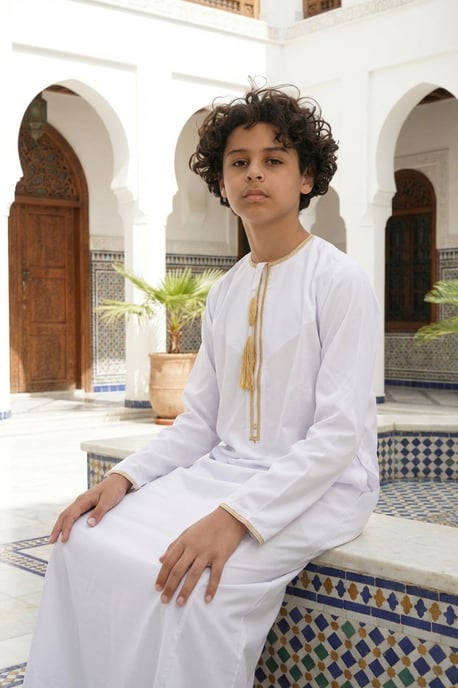 Kinder Jungen Ramadan Weiße marokkanische Thobe Robe Emirati Eid Jubba- TT-003 - Image 5