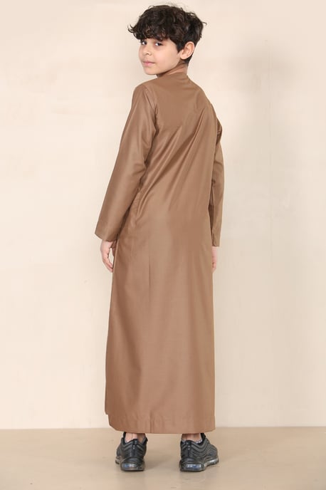 Brauner Thobe für Jungen, emiratische Jubba, islamische Kleidung, Kaftan, Eid-Kleidung mit Schnur und Quaste - Image 4