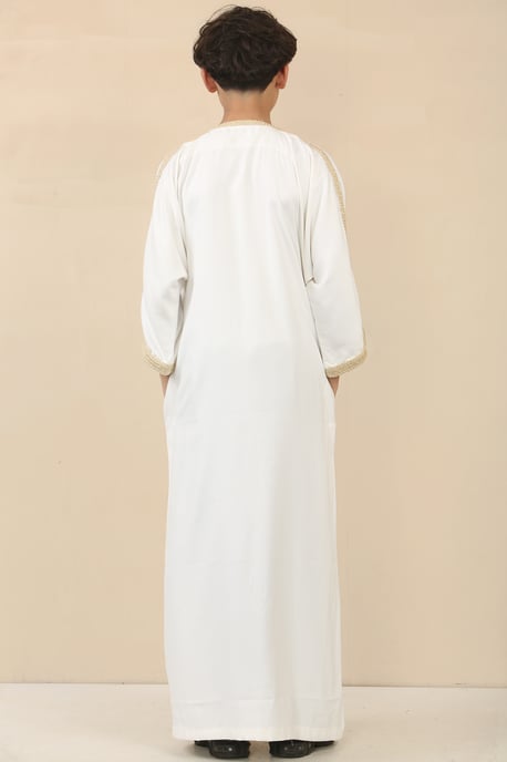 Weiße marokkanische Thobe Jubba Robe für Kinder und Jungen, Eid Djellaba Gandoura - Image 3