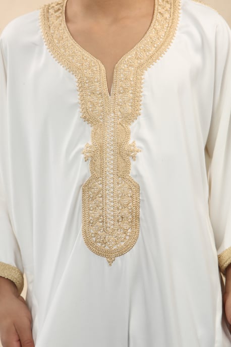 Weiße marokkanische Thobe Jubba Robe für Kinder und Jungen, Eid Djellaba Gandoura - Image 4