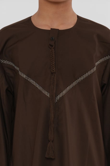 Kinder Jungen Eid Braun Marokkanischer Thobe Robe Djellaba Ramadan Eid Jubba- K-HM10 - Image 5