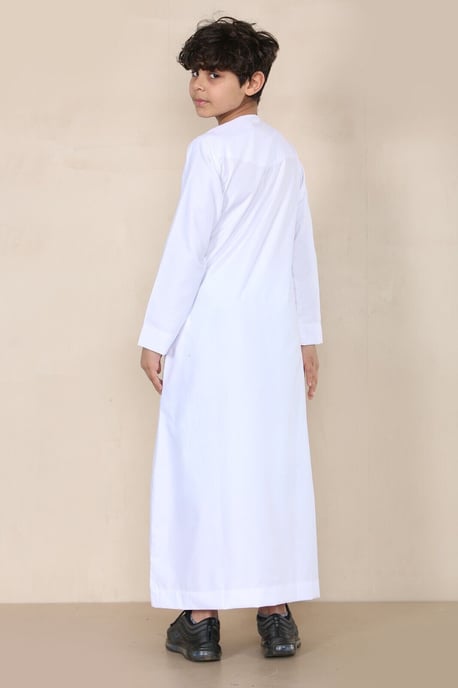 Weißer Thobe für Jungen, emiratische Jubba, islamische Kleidung, Kaftan, Eid-Kleidung mit Schnur und Quaste - Image 3