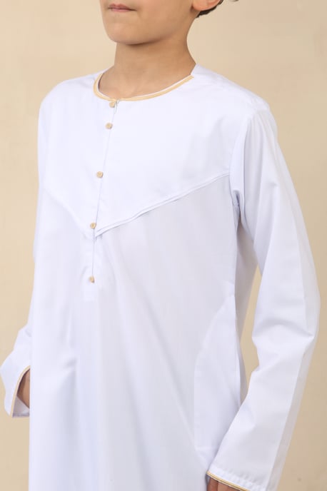 Weiße omanische Eid-Thobe-Jubba-Robe für Kinder aus den Emiraten - Image 5