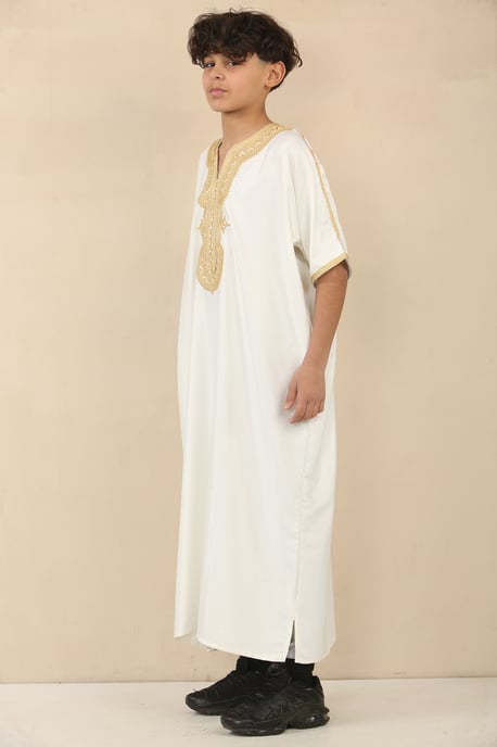 Weiße marokkanische Thobe Djellaba Jubba Robe für Kinder und Jungen - Image 2