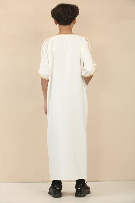 Weiße marokkanische Thobe Djellaba Jubba Robe für Kinder und Jungen - Image 3