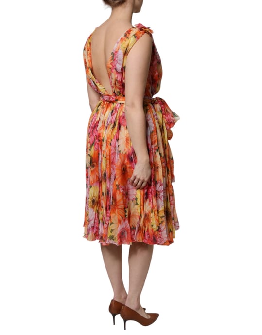 Blumenmuster Falten Midi Kleid - Image 5