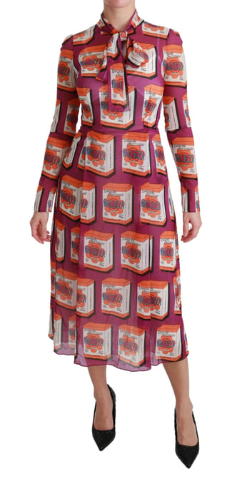 Bedrucktes Seidenkleid Midi Kleid - Image 1