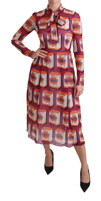 Bedrucktes Seidenkleid Midi Kleid - Image 6