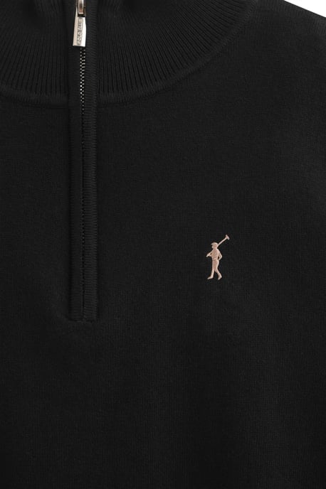 Pullover schwarz aus Wollgemisch mit halbem Reißverschluss am Kragen und gesticktem Rigby Go-Logo - Image 2